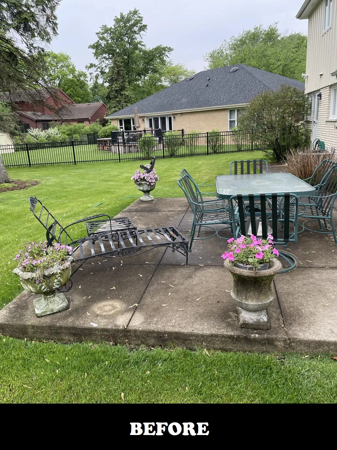 residential patio before powerwash