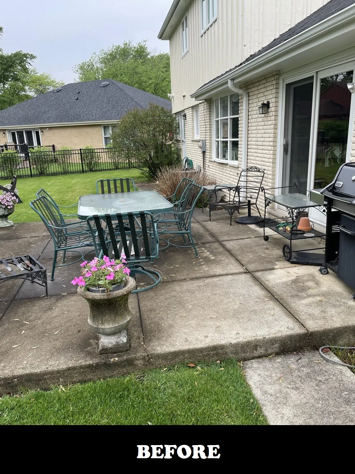 residential patio before powerwash