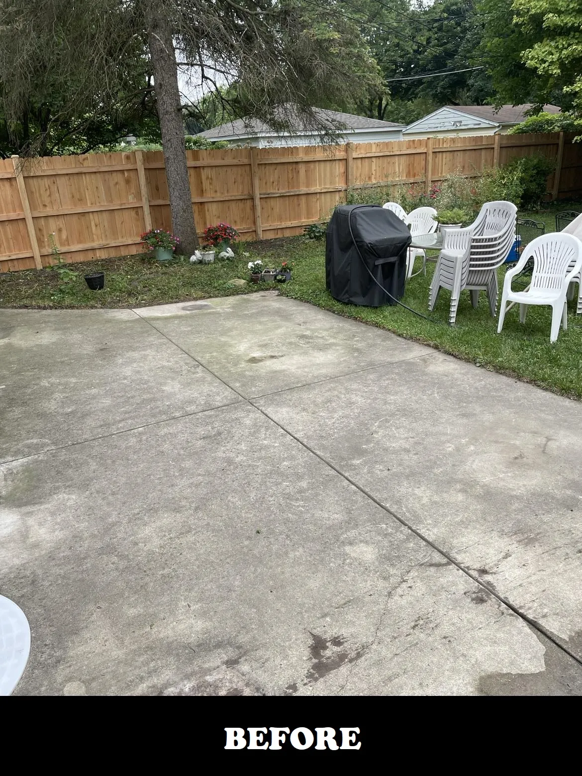 residential patio before powerwash