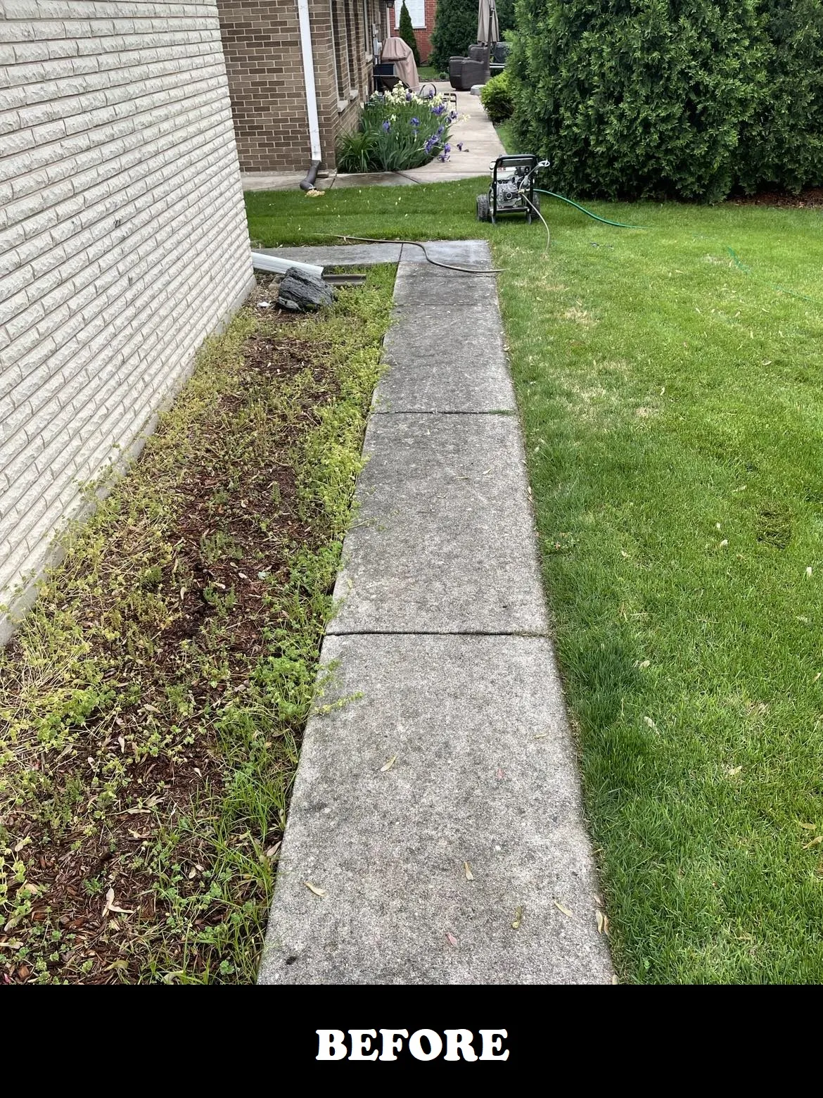 residential sidewalk before powerwash