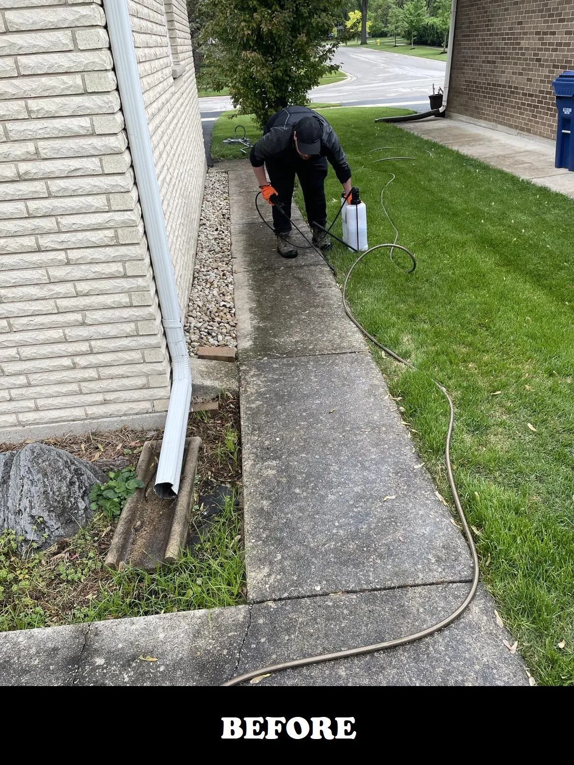 residential sidewalk before powerwash